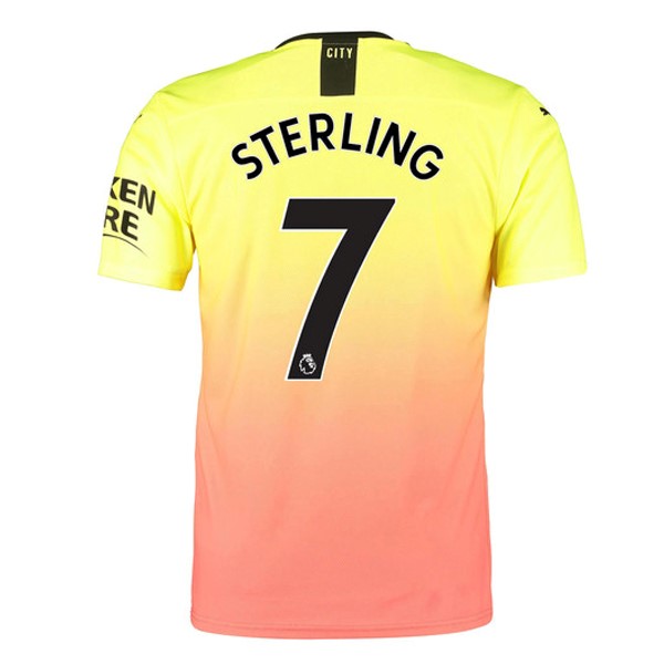 Camiseta Manchester City NO.7 Sterling Tercera equipo 2019-20 Naranja